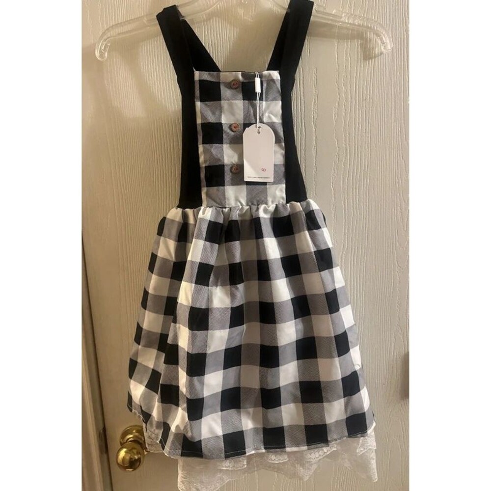 Cindy Loo Who/ Red Riding Hood Plaid Black and White Girls Dress Costume Size 6